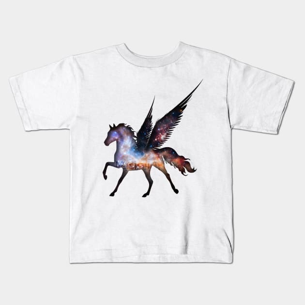 Galaxy Pegasus Kids T-Shirt by lunabelleapparel